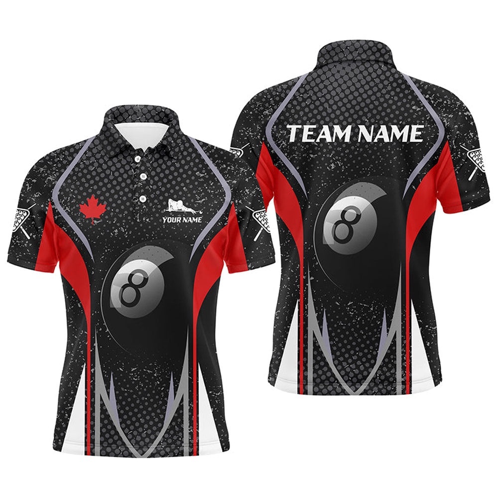 8 Ball Billiard Canadian Flag Grunge Jersey Shirts Custom Patriotic Billiard Gifts, Personalized Billiard Team Jersey Shirt