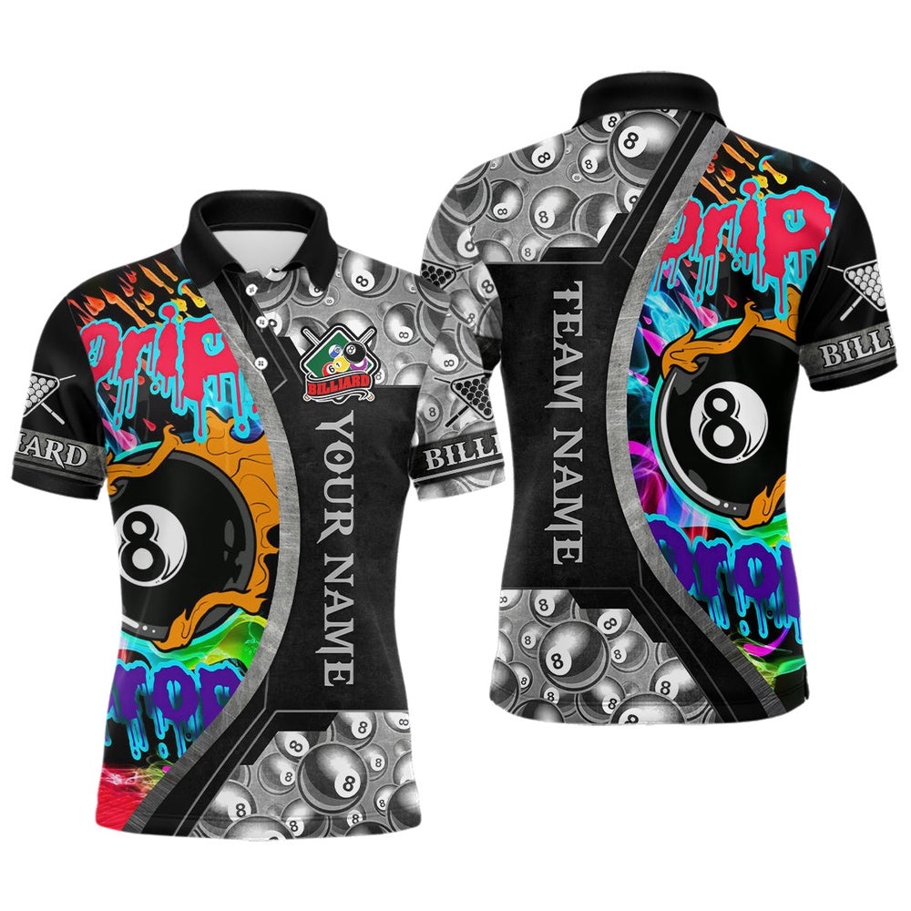 8 Ball Billiard Drip And Drop Jersey Shirts, Custom Billiard Balls Shirts, Personalized Billiard Team Jersey Shirt