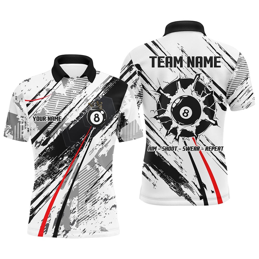 8 Ball Billiards Shirts, 8 Ball Pool Polo Custom S Billiard Shirts, Personalized Billiard Polo Shirt