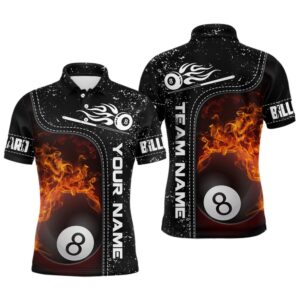 8 Ball Flame Billiard Black 3D Polo&hellip;