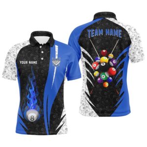 8 Ball Pattern Billiard Blue 3D Polo&hellip;