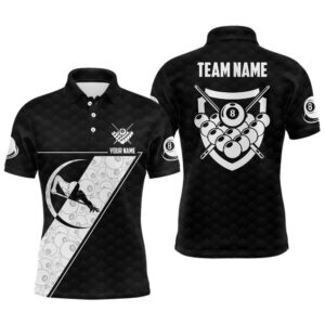 8 Ball Pattern Billiard White Black Polo&hellip;
