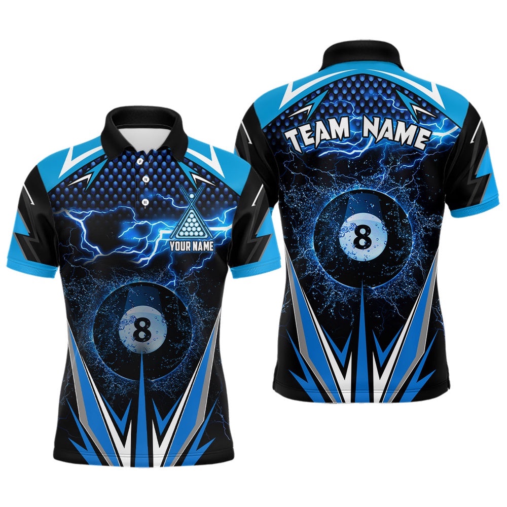8 Ball Pool Thunder Lightning 3D Full Printing Billiard Polo Shirts Polo, Personalized Billiard Polo Shirt