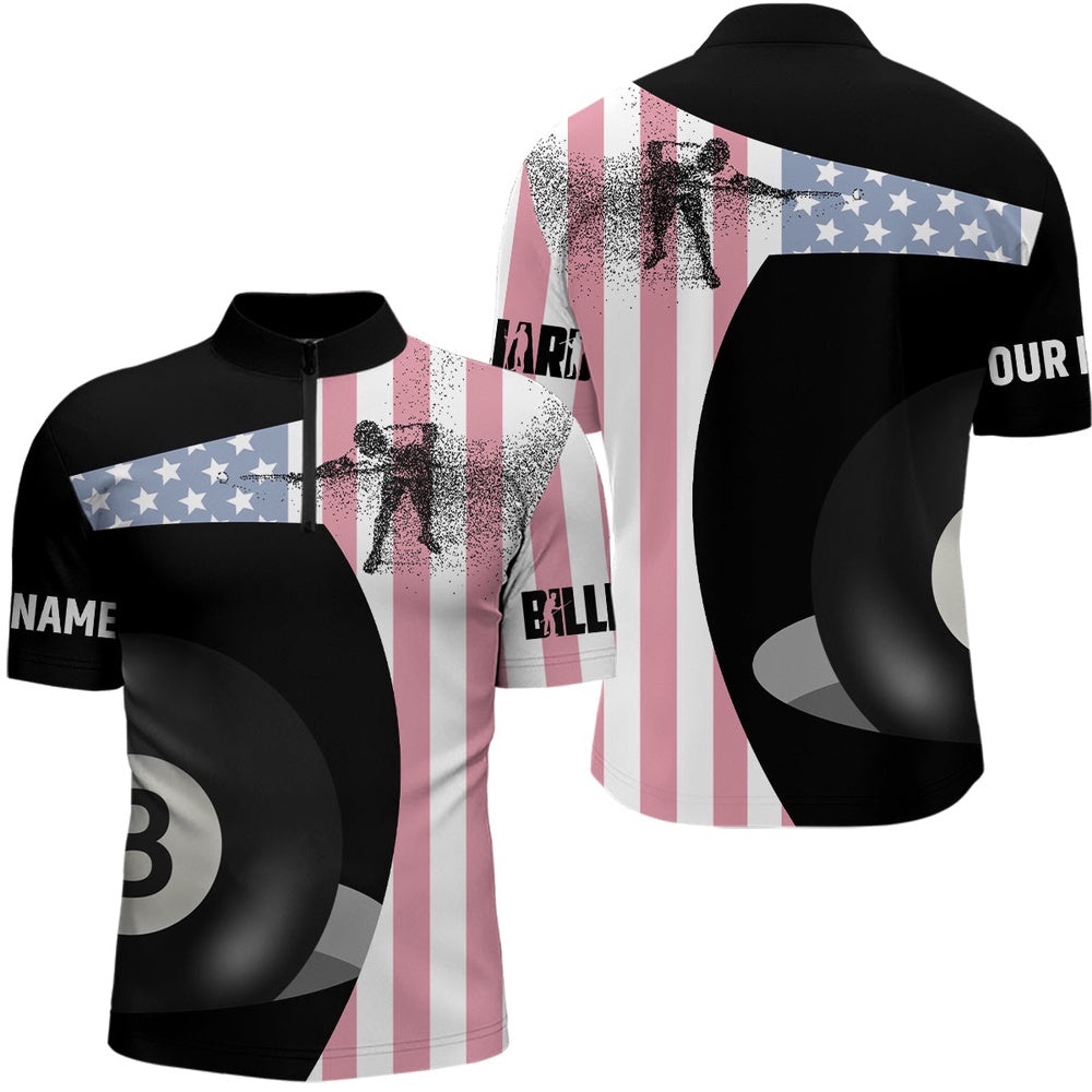 8 Ball Pool US Flag Custom Pool Player Billiards Jerseys, Personalized Billiard Team Jersey Shirt