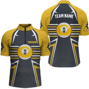 9 Ball Pool Yellow Grey Billiards Jersey&hellip;