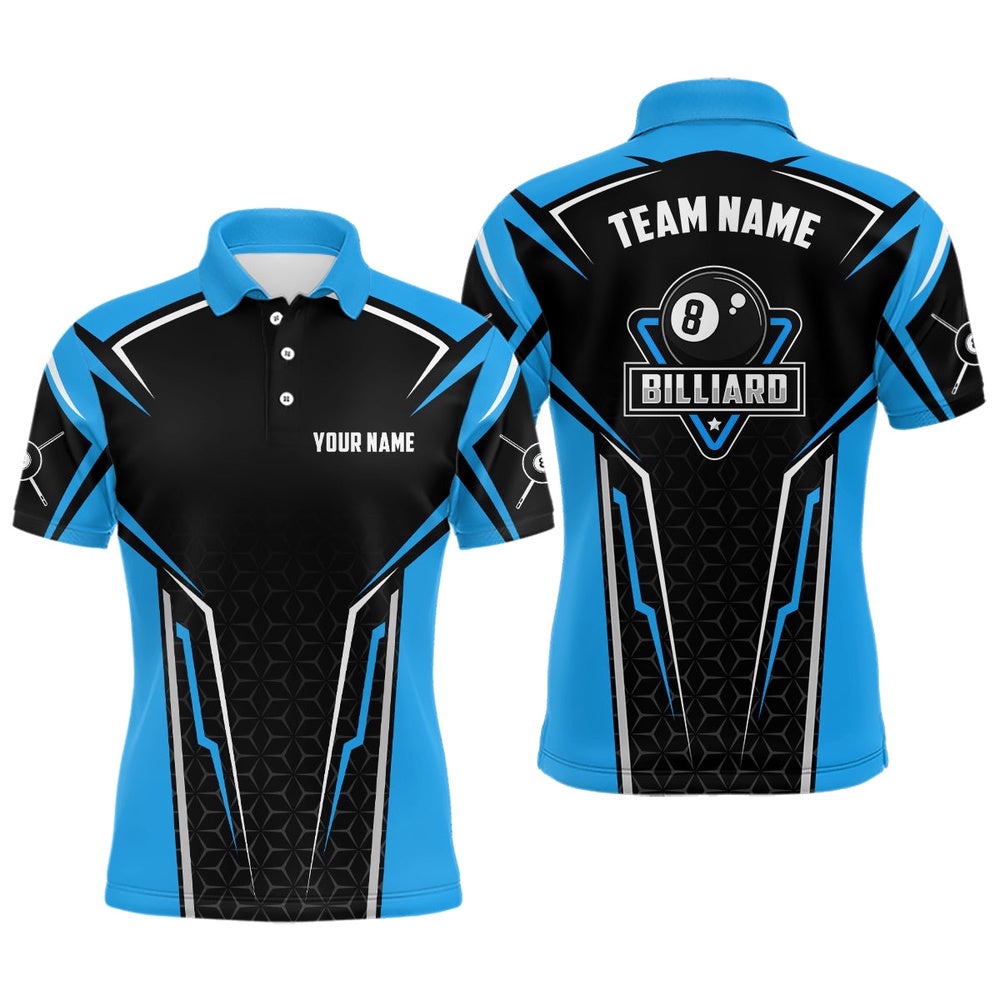 Abstract Sports Ball 8 Billiard Polo Shirts Custom Name, Billiard Shirt Design, Personalized Billiard Polo Shirt