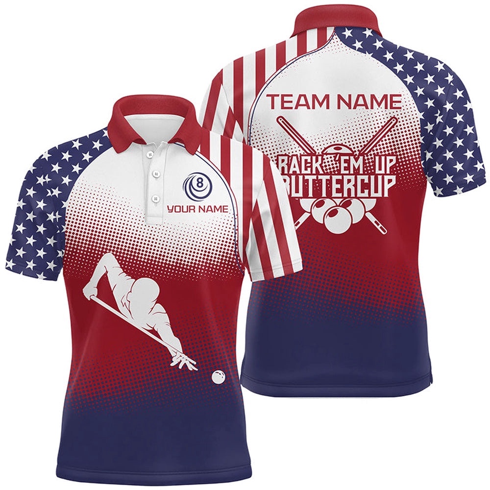 American Flag Billiards Ball Player Full Printing 3D Polo Shirts, Personalized Billiard Polo Shirt