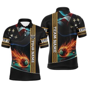 American Flag Flaming 8 Ball Pool Polo&hellip;