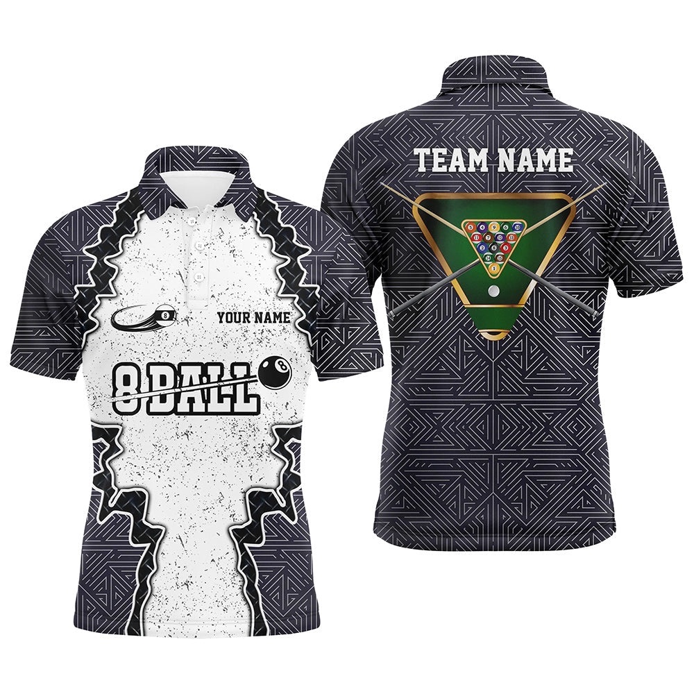Armor 8 Ball Pool Billiard Polo Shirts Custom Name Funny 8 Ball Pool Team Shirts, Personalized Billiard Polo Shirt