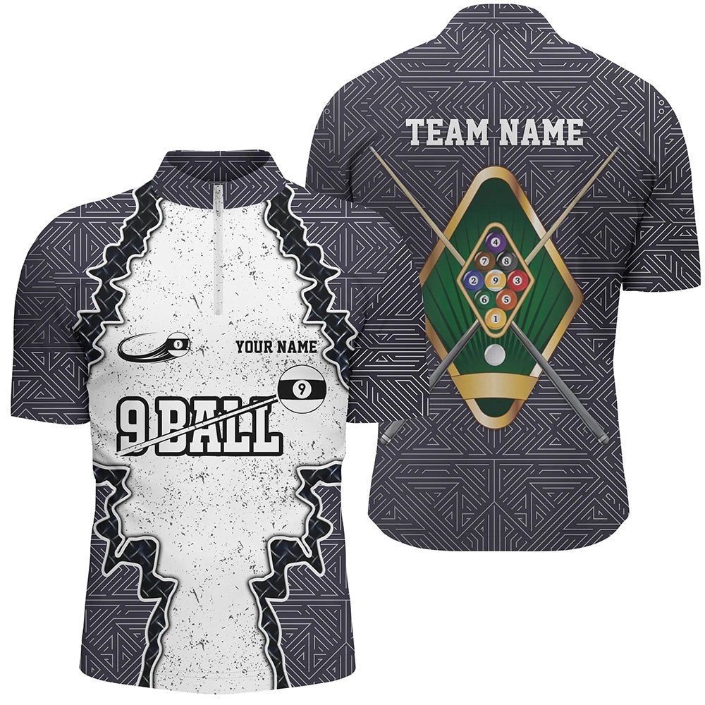 Armor 9 Ball Pool Billiard Jersey Shirts Custom Name Funny 9 Ball Pool Team Shirts, Personalized Billiard Team Jersey Shirt