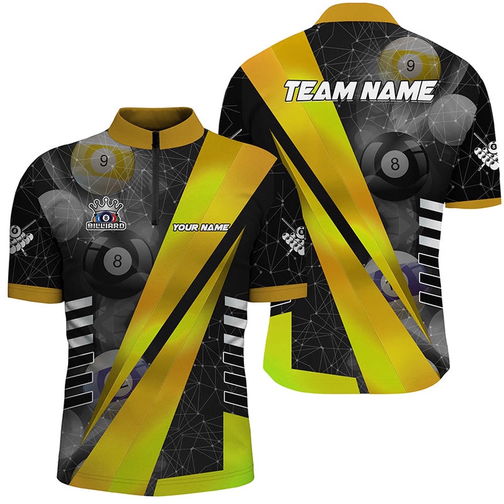 Best Custom Billiard Jerseys Uniform, Tournat Billiard Shirts Yellow, Personalized Billiard Team Jersey Shirt