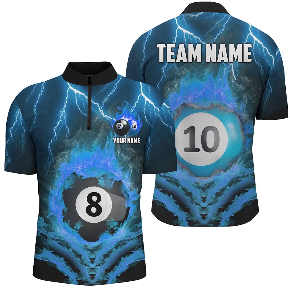 Billiard 8 Ball & 10 Ball Fire Lightning Jersey & Jersey Shirt Custom Billiard Jersey Attire, Personalized Billiard Team Jersey Shirt