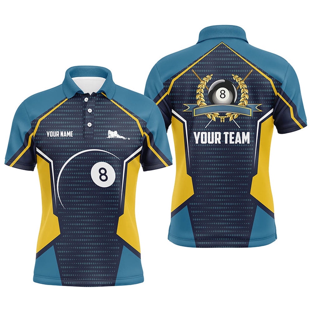 Billiard Ball 8 Custom Name All Over Print Polo Shirts, Custom Billiard Polo For Player, Personalized Billiard Polo Shirt