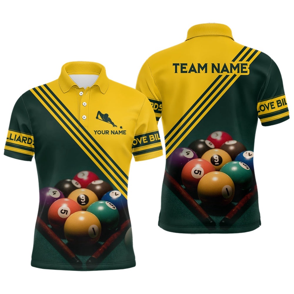 Billiard Ball Set Custom 3D Full Printing Polo Shirts, Billiard Gifts Idea, Personalized Billiard Polo Shirt