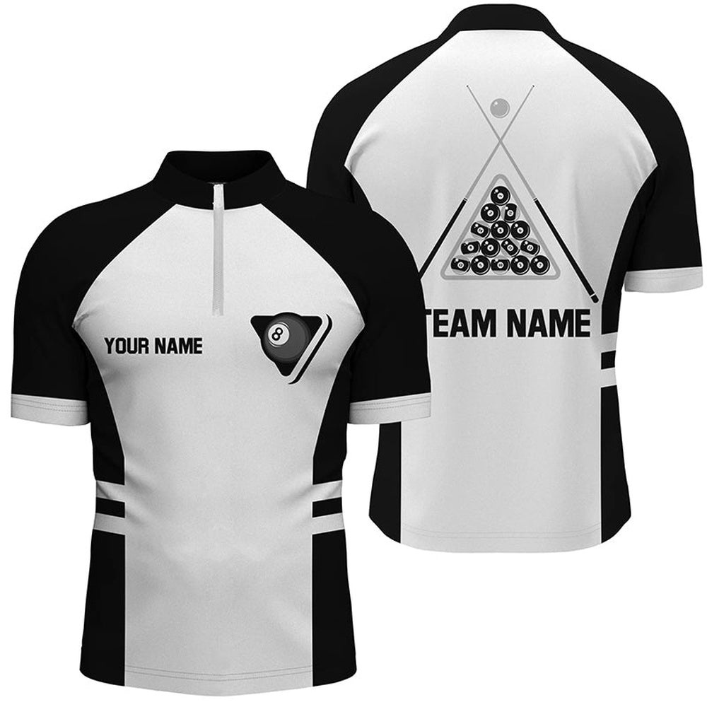Billiard Balls 8 Ball Pool White Black Billiard Jerseys, Personalized Billiard Team Jersey Shirt