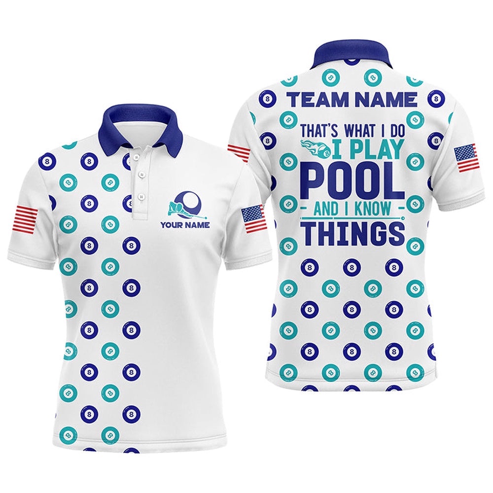Billiard Balls 8 Pattern Polo Shirts, Custom Billiards Team Shirts, Personalized Billiard Polo Shirt