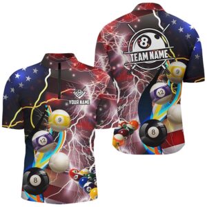 Billiard Balls American Flag Lightning Billiard Shirts,&hellip;