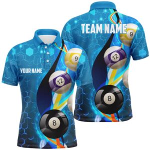 Billiard Balls Blue 3D Polo Shirts, Custom&hellip;