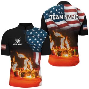 Billiard Balls Fire American Flag 3D Shirts&hellip;