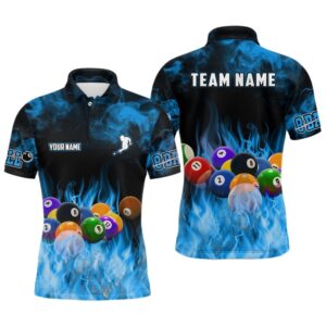 Billiard Balls Flame Billiard Blue 3D Polo&hellip;