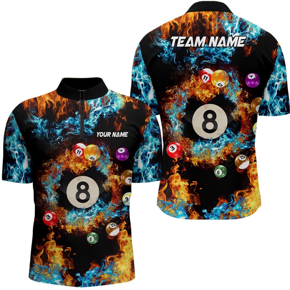 Billiard Balls In Water Fire 3D Jersey Shirts Custom 8 Ball Pool Team Shirts, Personalized Billiard Team Jersey Shirt