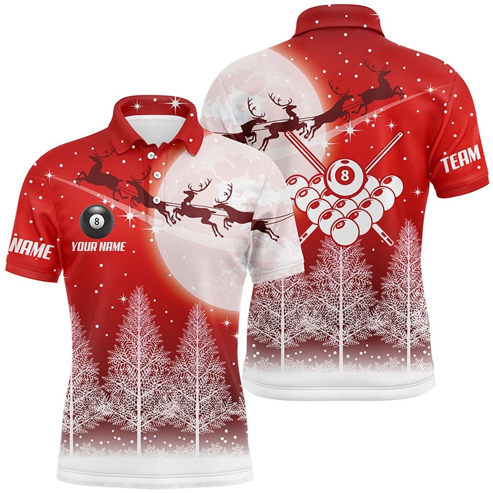 Billiard Funny Christmas Shirts Custom Best Christmas Gifts For Billiard Lover, Personalized Billiard Polo Shirt