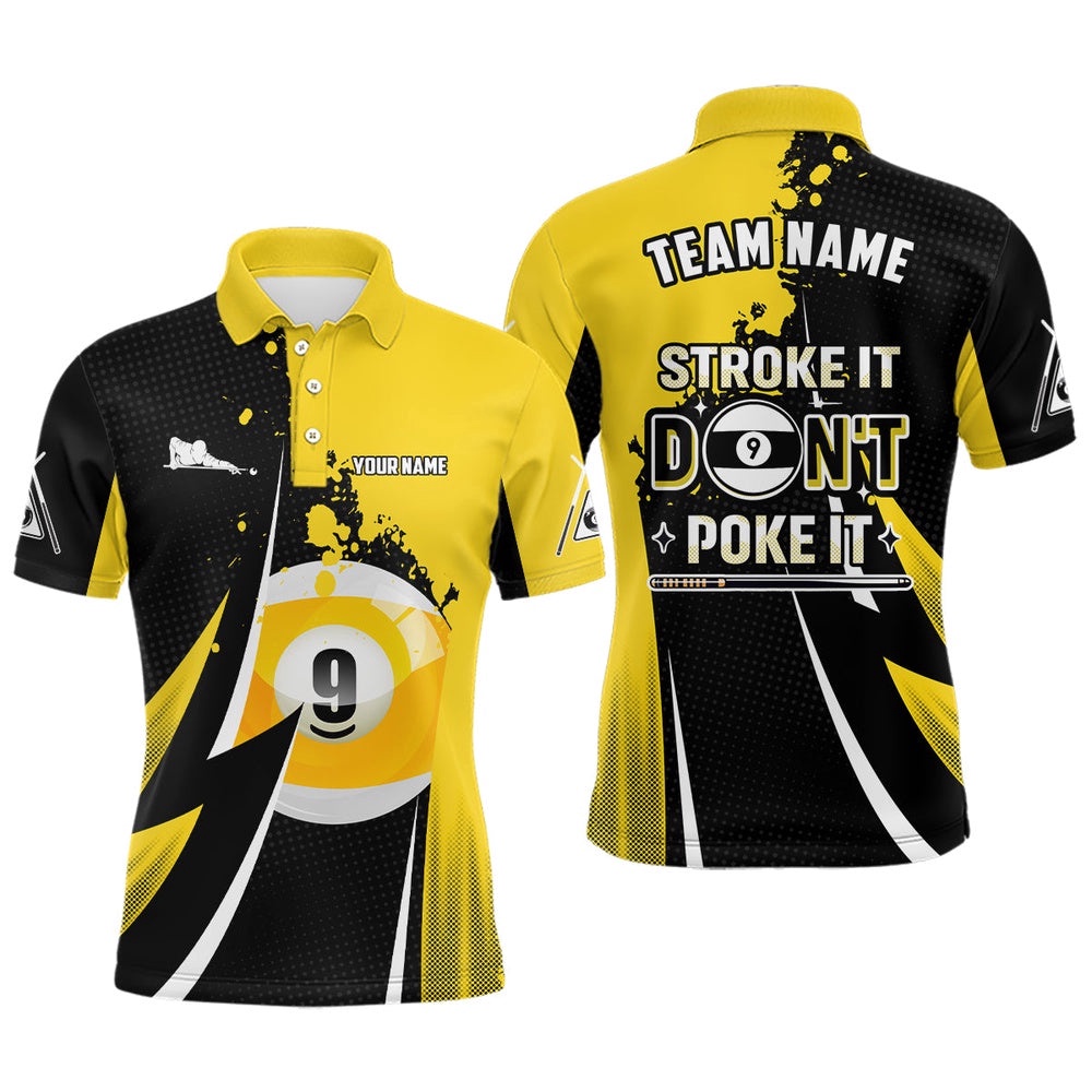 Billiard Funny Stroke It Don’T Poke It Polo Shirts Custom Name 9 Ball Pool Billiard Polo, Personalized Billiard Polo Shirt