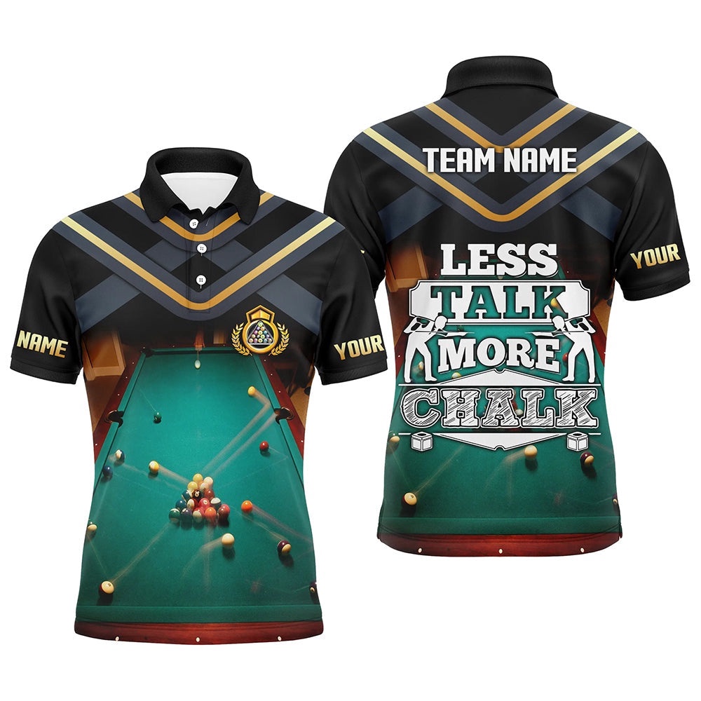 Billiard Less Talk More Chalk 3D Full Printing Polo Shirts, Gifts For Billiard Pool Lover, Personalized Billiard Polo Shirt