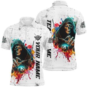 Billiard Skeleton Colorful Grunge Style Polo Shirts,&hellip;