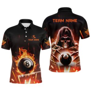 Billiard Skeleton Flaming 8 Ball Pool Polo&hellip;