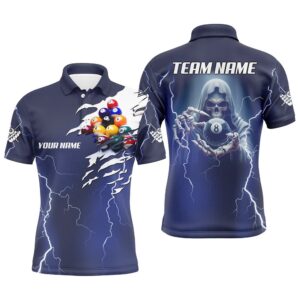 Billiard Skeleton Thunder Lighting Blue Polo Shirts,&hellip;