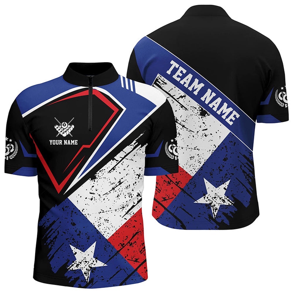 Billiard Texas Flag Vintage Style Jersey Shirt, Texas Billiard Shirt, Personalized Billiard Team Jersey Shirt