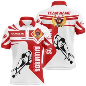 Billiard White And Red Pool Player Polo&hellip;