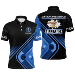 Billiards Aim Shoot Swear Repeat Custom Blue&hellip;