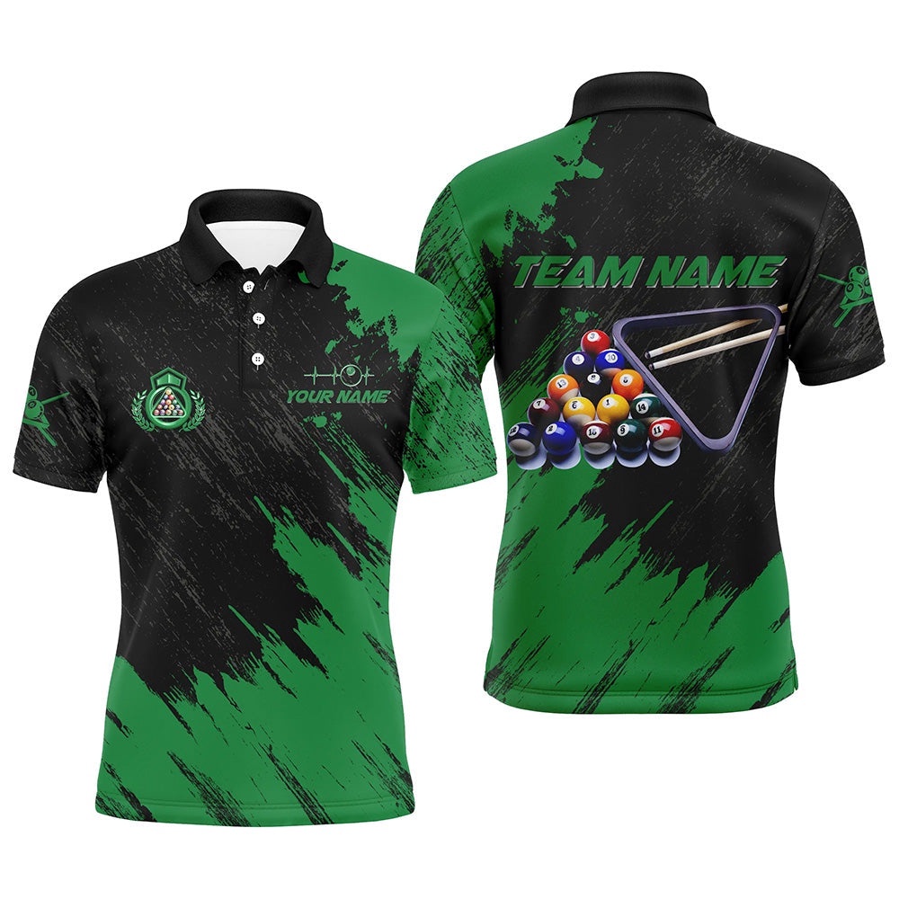 Billiards Balls Painted Green Version All Over Print Billiards Team Shirts, Personalized Billiard Polo Shirt