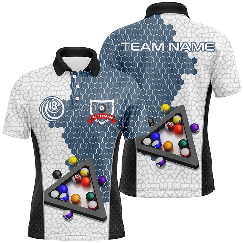 Billiards Balls Polo Shirts, Custom Team Name Billiard Pool Shirts, Personalized Billiard Polo Shirt