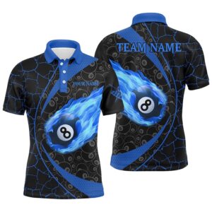 Black Blue Billiard Fire Flame Polo Shirts&hellip;