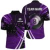 Black Purple Billiard Pattern Jersey & 14 Zip Shirts, Billiard Team Jersey Uniform, Personalized Billiard Team Jersey Shirt