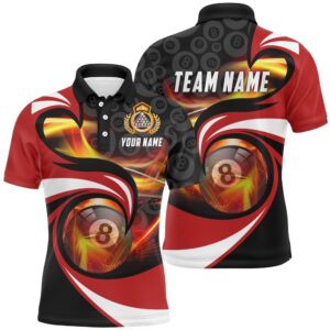 Black Red 8 Ball Billiard Polo Shirts,&hellip;