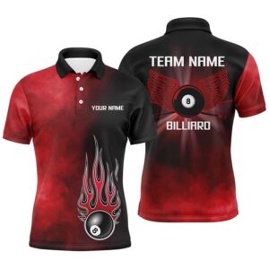 Black Red Flame 8 Ball Pool Polo&hellip;