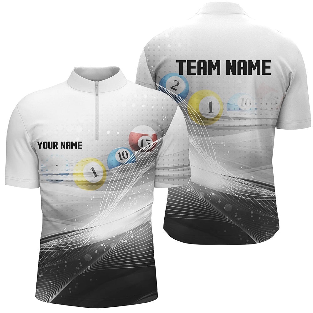 Black White Billiards Shirts Billiards Team Shirts Custom Billiard Jerseys, Personalized Billiard Team Jersey Shirt