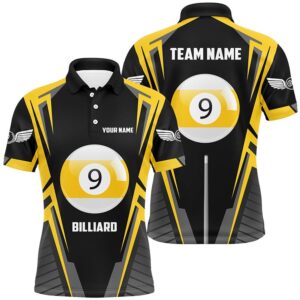 Black Yellow 9 Ball Pool Polo Shirts,&hellip;