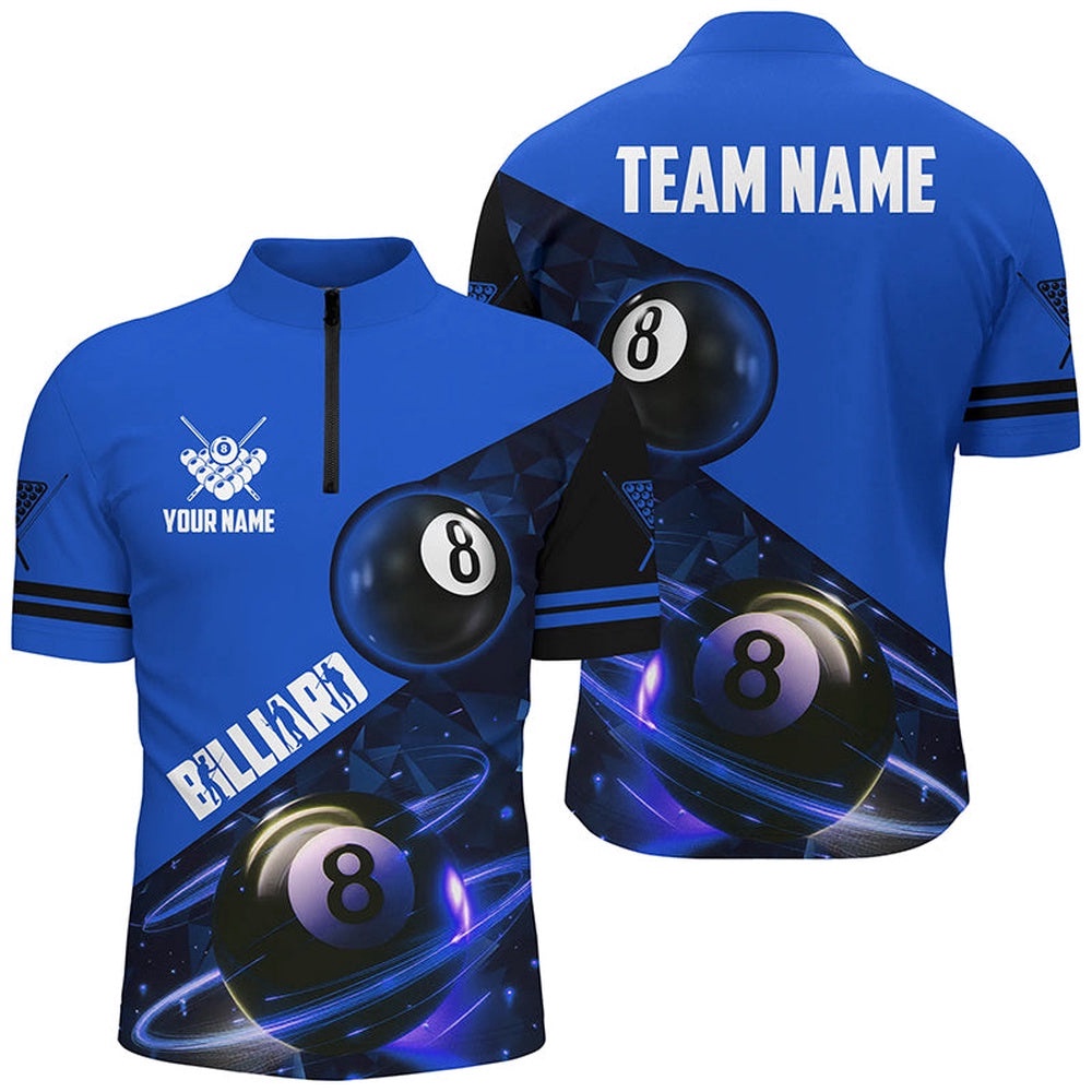 Blue 8 Ball Pool Billiard Jersey Custom Billiard Pool Shirts Team League Billiard Uniform, Personalized Billiard Team Jersey Shirt
