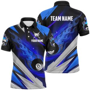 Blue Ball 8 Billiard Flame Polo Shirts&hellip;