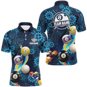 Blue Billiard Balls Gear Pattern Billiard Shirts&hellip;