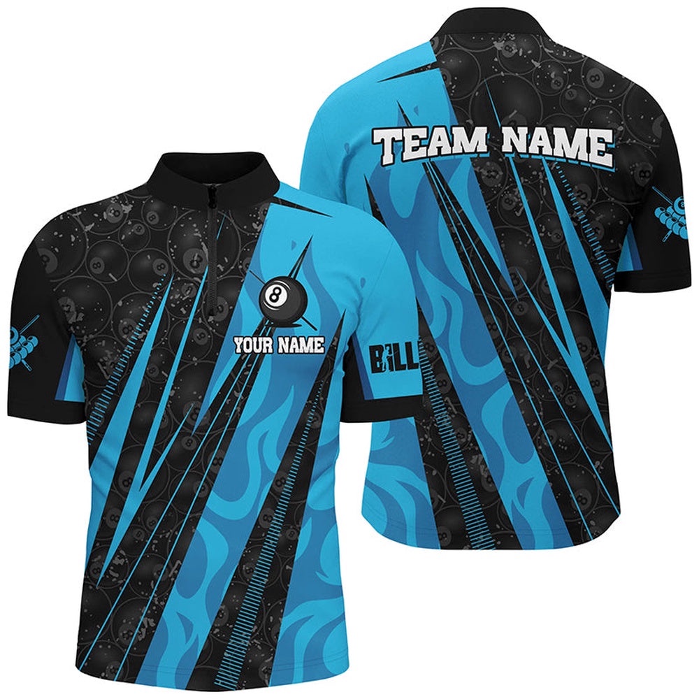 Blue Billiard Tournat Sport Shirts, Best Billiard Team Jerseys Uniform, Personalized Billiard Team Jersey Shirt