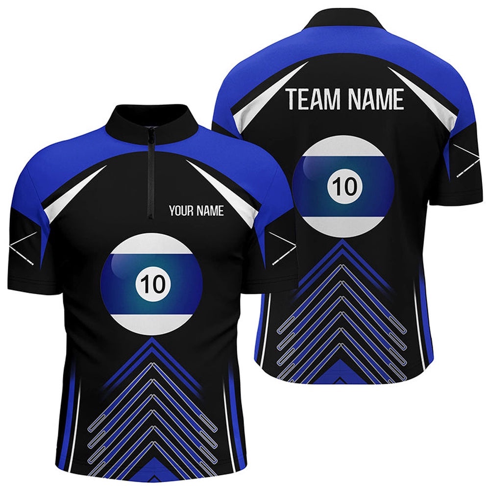 Blue Black Billiard 8 Ball Pool 3D Jersey Shirts, Custom Name Billiard Jerseys, Personalized Billiard Team Jersey Shirt