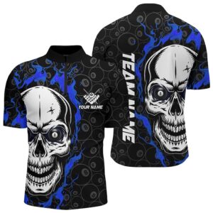 Blue Flame Skull Billiard Jersey Shirts Custom&hellip;