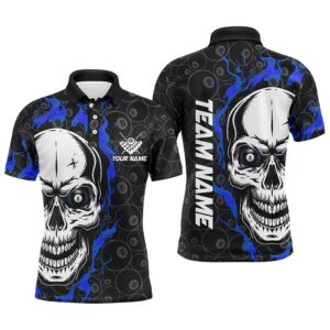 Blue Flame Skull Billiard Polo Shirts Custom&hellip;