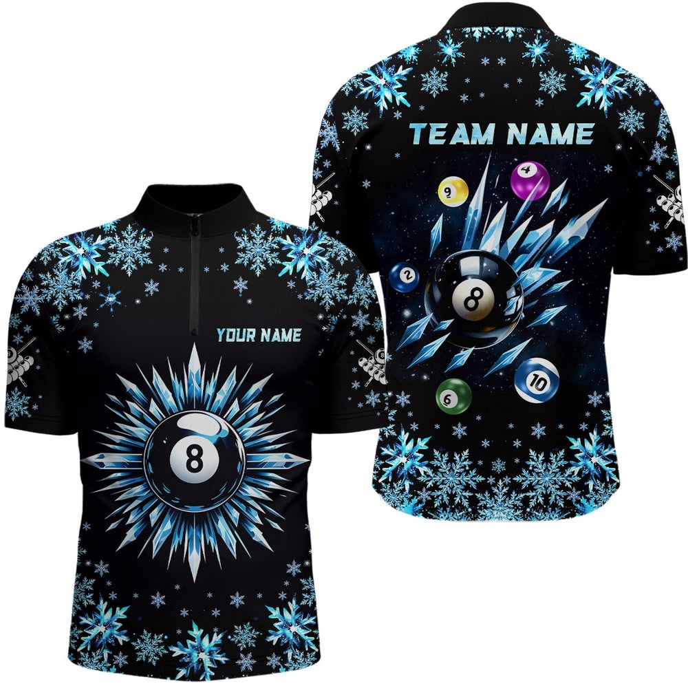 Blue Frozen 8 Ball Pool Billiard Shirts Custom Billiard Balls Team Jerseys, Personalized Billiard Team Jersey Shirt
